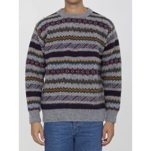 HOWLIN Men's Fair Isle Knit Crewneck Sweater Men GREY Sweaters & Cardigans